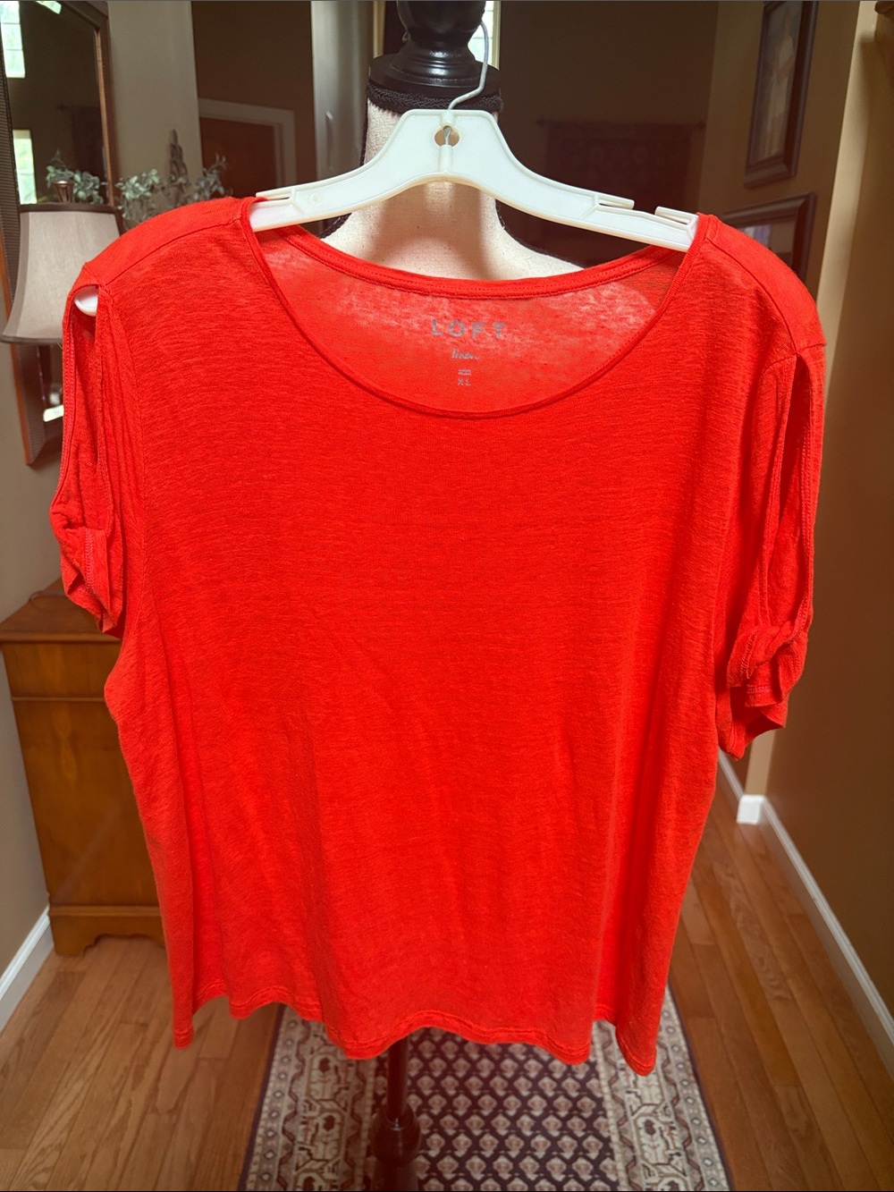 LOFT Bright Orange Short Sleeve Scoop Neck Tee